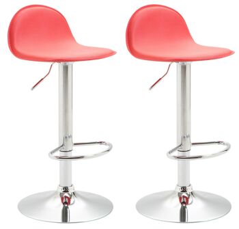 Toscolano Lot de 2 Tabourets de Bar Similicuir Rouge 10x41cm 8