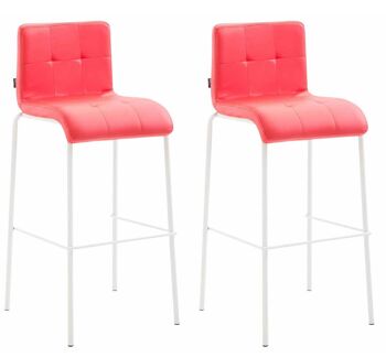 Orsomarso Lot de 2 Tabourets de Bar Similicuir Rouge 7x45cm 3