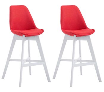 Fusignano Lot de 2 Tabourets de Bar Tissu Rouge 6x56cm 1