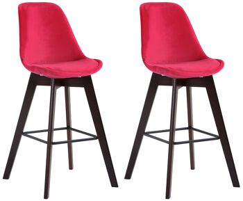 Frossasco Lot de 2 Tabourets de Bar Velours Rouge 7x56cm 1