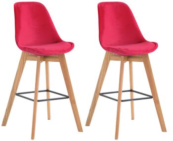 Montanera Lot de 2 Tabourets de Bar Velours Rouge 7x56cm 1