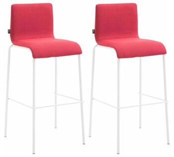 Podenzana Lot de 2 Tabourets de Bar Tissu Rouge 7x45cm