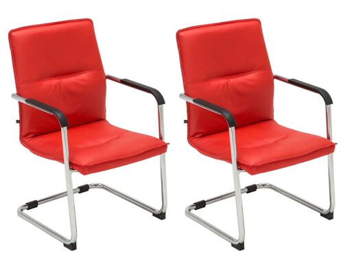 Abbondanza Set van 2 Bezoekersstoelen Kunstleer Rood 8x60cm