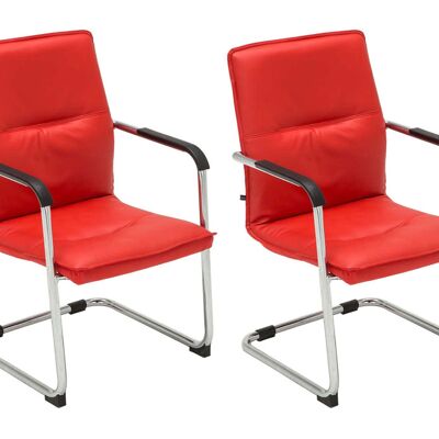 Abbondanza Set van 2 Bezoekersstoelen Kunstleer Rood 8x60cm