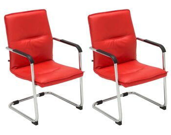 Abbondanza Lot de 2 Chaises Visiteur Cuir Artificiel Rouge 8x60cm 1