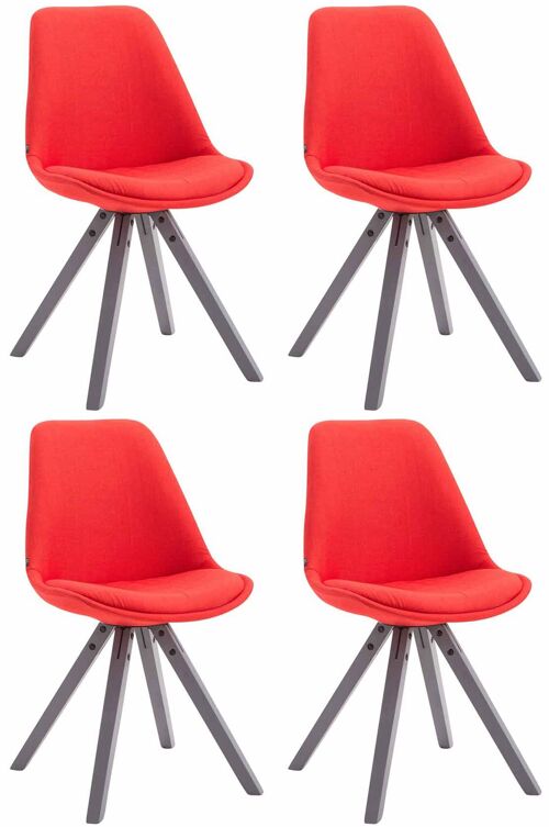 Al-Cantàra Set van 4 Bezoekersstoelen Stof Rood 6x56cm