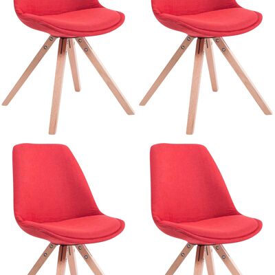 Altrocanto Set van 4 Bezoekersstoelen Stof Rood 6x56cm