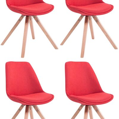 Ambrosetti Set van 4 Bezoekersstoelen Stof Rood 6x56cm