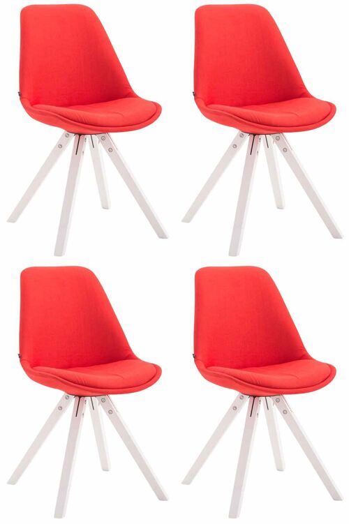 Annodomini Set van 4 Bezoekersstoelen Stof Rood 6x56cm