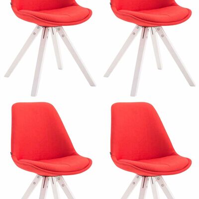 Annodomini Set van 4 Bezoekersstoelen Stof Rood 6x56cm