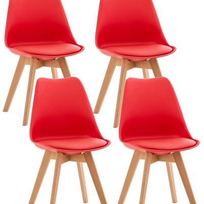 Aravecchia Set van 4 Eetkamerstoelen Kunstleer Rood 4x50cm