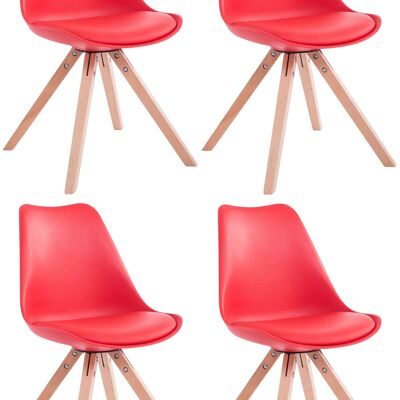 Biancaneve Set van 4 Eetkamerstoelen Kunstleer Rood 6x55.5cm