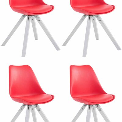 Boccafolle Set van 4 Eetkamerstoelen Kunstleer Rood 6x55.5cm