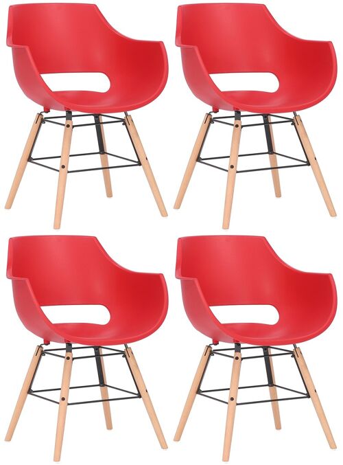 Borgonuovo Set van 4 Eetkamerstoelen Plastic Rood 6x58cm