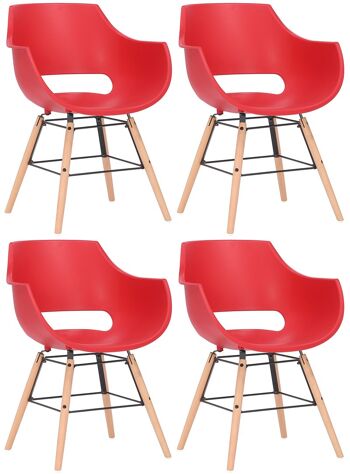 Borgonuovo Lot de 4 Chaises Plastique Rouge 6x58cm 1