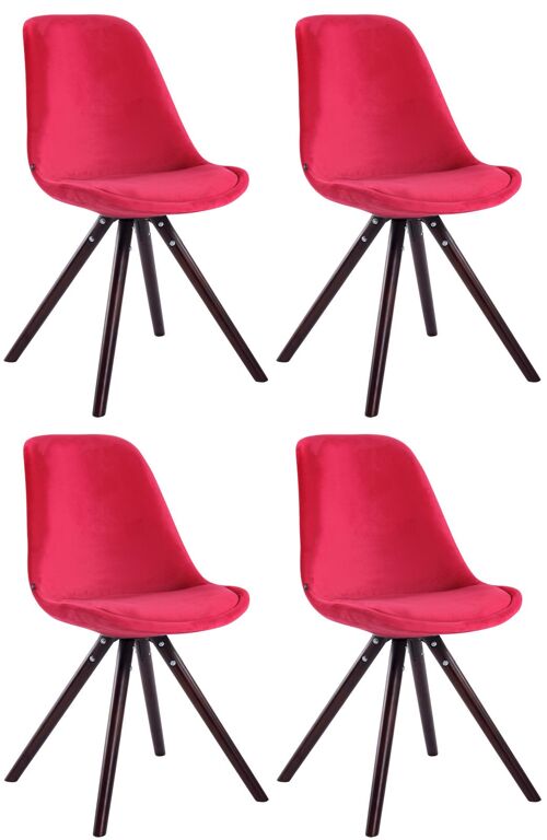 Brigantini Set van 4 Eetkamerstoelen Fluweel Rood 6x56cm