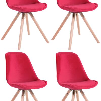 Buonriposo Set van 4 Eetkamerstoelen Fluweel Rood 6x56cm