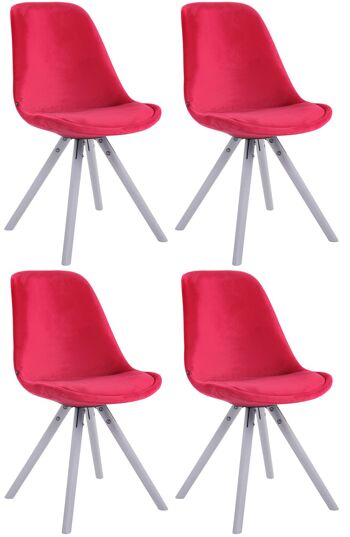 Calamonaci Lot de 4 Chaises Velours Rouge 6x56cm 1