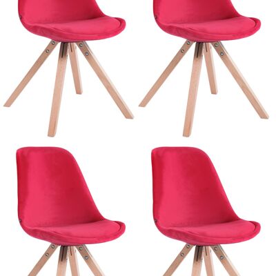 Calcarelli Set van 4 Eetkamerstoelen Fluweel Rood 6x56cm