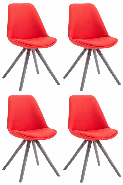 Camigliano Set van 4 Eetkamerstoelen Stof Rood 6x56cm