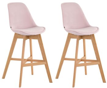 Collicelli Lot de 2 Tabourets de Bar Velours Rose 6x56cm 1