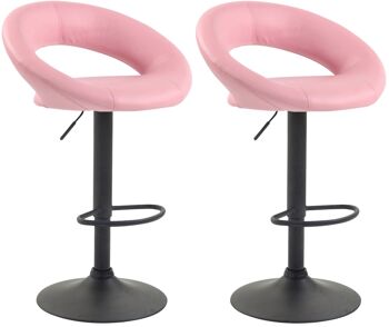 Commercity Lot de 2 Tabourets de Bar Simili Cuir Rose 6x47cm