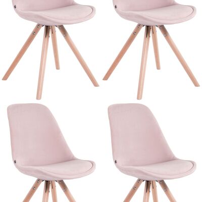 Coriantoni Set van 4 Eetkamerstoelen Fluweel Roze 6x56cm