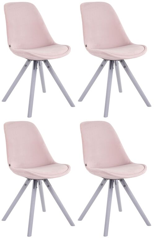 Corvatello Set van 4 Eetkamerstoelen Fluweel Roze 6x56cm