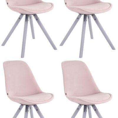 Costabaira Set van 4 Eetkamerstoelen Fluweel Roze 6x56cm