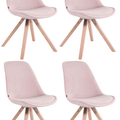 Cozzarelle Set van 4 Eetkamerstoelen Fluweel Roze 6x56cm