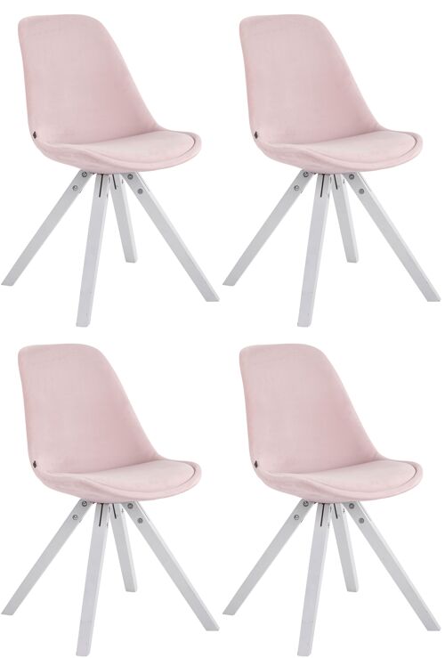 Cristofano Set van 4 Eetkamerstoelen Fluweel Roze 6x56cm