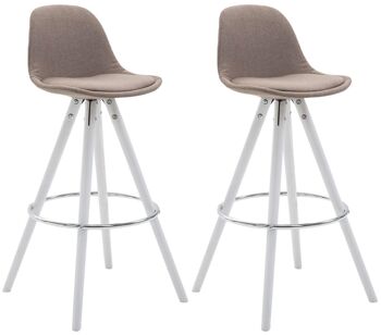 Sanguineto Lot de 2 Tabourets de Bar Tissu Taupe 11x44cm 1