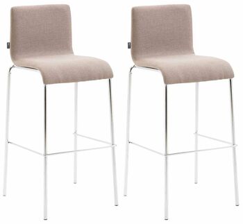 Sant'Oliva Lot de 2 Tabourets de Bar Tissu Taupe 7x45cm 1