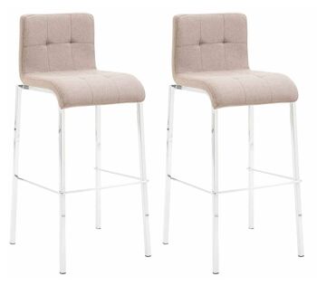 Sant'Omero Lot de 2 Tabourets de Bar Tissu Taupe 7x45cm 1