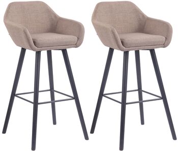 Selvalonga Lot de 2 Tabourets de Bar Tissu Taupe 8x52cm 1