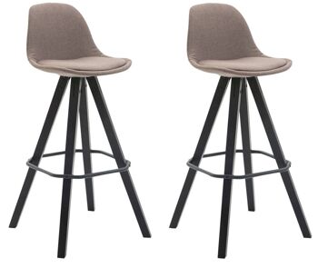 Sepicciano Lot de 2 Tabourets de Bar Tissu Taupe 11x44cm