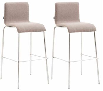 Serralunga Lot de 2 Tabourets de Bar Tissu Taupe 7x45cm 1