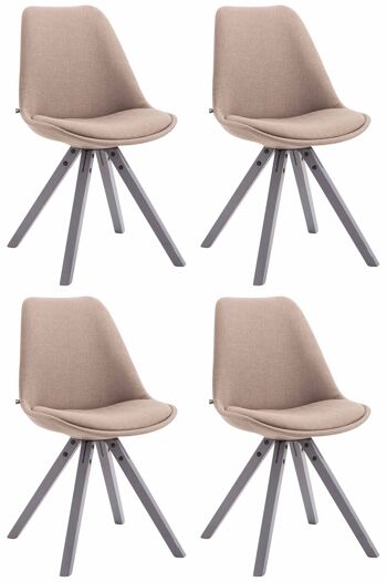 Stampalone Lot de 4 Chaises visiteurs Tissu Taupe 6x56cm 1