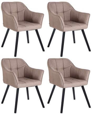 Tartarughe Lot de 4 chaises de salle à manger Tissu Taupe 5x59cm 3