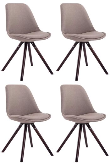 Terrignano Lot de 4 chaises de salle à manger Tissu Taupe 6x56cm 1