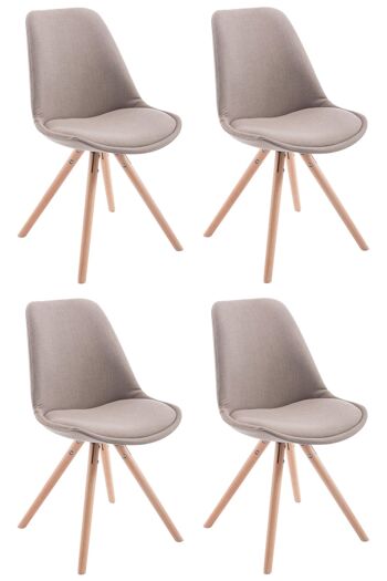 Timponello Lot de 4 Chaises de salle à manger Tissu Taupe 6x56cm 1