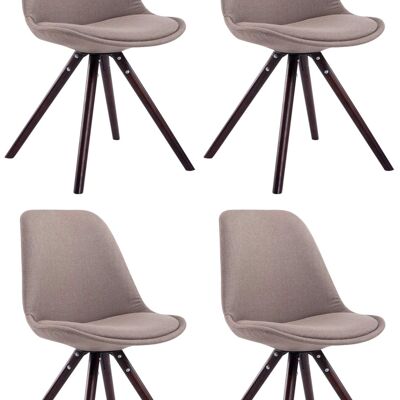 Tintoretto Set van 4 Eetkamerstoelen Stof Taupe 6x56cm