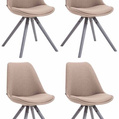 Tomassella Set van 4 Eetkamerstoelen Stof Taupe 6x56cm