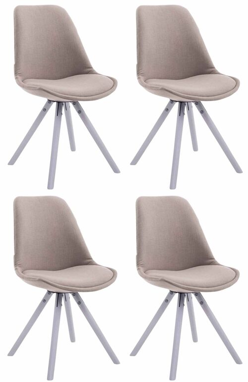 Tonnarella Set van 4 Eetkamerstoelen Stof Taupe 6x56cm