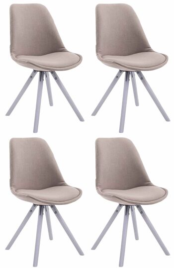 Tonnarella Lot de 4 Chaises de salle à manger Tissu Taupe 6x56cm 1