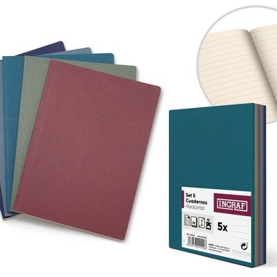 SETS 5 CUADERNOS KRAFT COLOR RAYADO