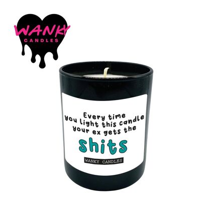 3 x Wanky Candle Black Jar Scented Candles -  Your ex gets the shits - WCBJ188