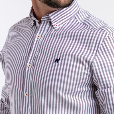 CAMISA RAYA OXFORD BURDEOS SLIM FIT