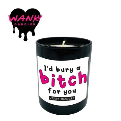 3 x Wanky Candle Black Jar Scented Candles - I'd bury a bitch for you - WCBJ189