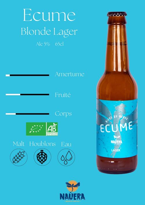 BIERE BLONDE BIO LAGER ECUME 65 CL